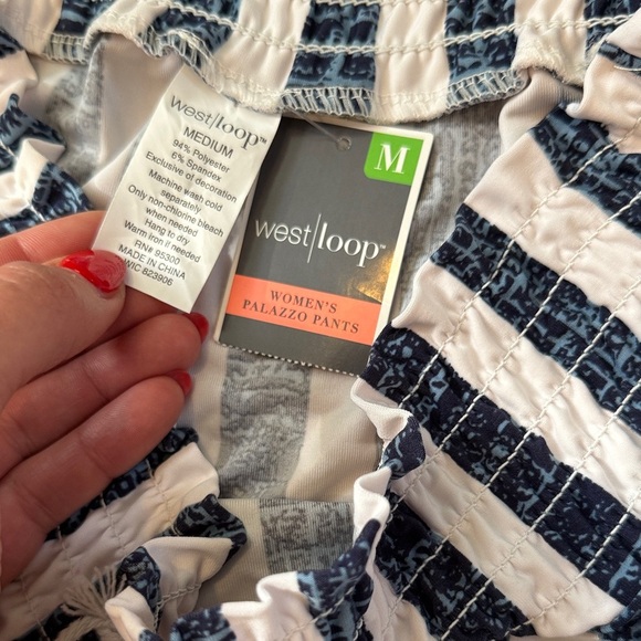 West Loop Navy and White Striped Kids Pants - Picture 4 of 5